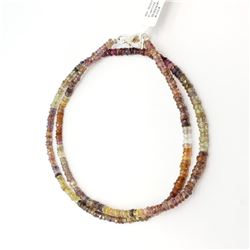 Silver Fancy Color Sapphire(40ct) Bead Necklace (~length 40cm) (~weight 8.08g), Appraised Retail $55