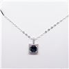 Image 1 : 14K White Gold Princess Cut Blue Diamond (Si2)(0.74ct) 23 Diamonds(0.2ct) Stamped 10K Chain Necklace