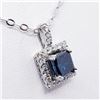 Image 3 : 14K White Gold Princess Cut Blue Diamond (Si2)(0.74ct) 23 Diamonds(0.2ct) Stamped 10K Chain Necklace