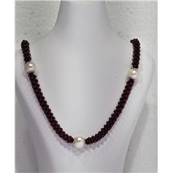 Silver Garnet Pearl Necklace (~weight 39g), Insurance Value $900 (Estimated Selling Price from $60 t