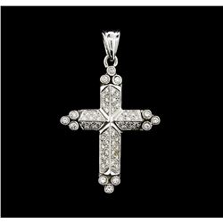 0.80 ctw Diamond Cross Pendant - 14KT White Gold