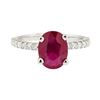 Image 2 : 2.38 ctw Glass Filled Natural Ruby and Diamond Ring - 14KT White Gold