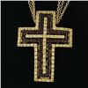 Image 2 : 18K Gold 2.04 ctw Fine Yellow Sapphire & Garnet  Slide Cross Pendant & Chain