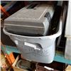 Image 1 : TOTE OF ROPE, BUNGIE CORDS, AND RUBBERMAID TOOL BOX W/ CONTENTS
