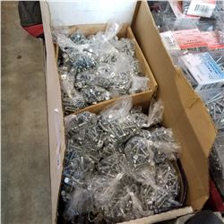 BOX OF SQUARE NUTS AND BOLTS