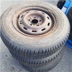 2 DAYTON AND 2 MOTOMASTER ALL SEASON 195/ 75 R14 TIRES