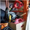 Image 1 : HOMELITE ELECTRIC WEED TRIMMER AND GAS CANS W/ CHOP VAC