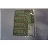 Image 1 : 5 CANADIAN 1 DOLLAR BILLS THREE 1954, TWO 1967
