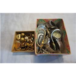 2 BOXES OF ESTATE WATCHES AND CUFFLINKS ETC