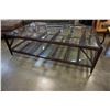 Image 1 : INDUSTRIAL MODERN 2 TIER GLASS TOP COFFEE TABLE
