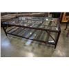 Image 3 : INDUSTRIAL MODERN 2 TIER GLASS TOP COFFEE TABLE