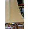 Image 2 : ANTIQUE HAND PAINTED LAMP W/ CRANBERRY GLASS INSERTS W/ SHADE