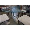 Image 2 : ROUND METAL BASE GLASS TOP TABLE W/ 4 CHAIRS