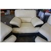 Image 3 : BLACK AND CREAM SOFA, LOVE SEAT, AND ARM CHAIR