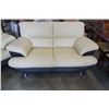Image 4 : BLACK AND CREAM SOFA, LOVE SEAT, AND ARM CHAIR