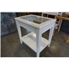 Image 2 : WHITE WOOD END TABLE W/ GLASS
