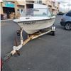 Image 2 : 2007 U-BILT BOAT TRAILER, SINGLE AXLE, 19 FOOT TRAILER INCLUDES 1984 ANCHOR FIBERGLASS HULL BOAT, MA