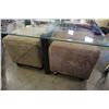 Image 3 : METAL GLASS TOP COFFEE TABLE W/ 4 MICROFIBER STOOLS