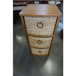 3 DRAWER WICKER NIGHT STAND