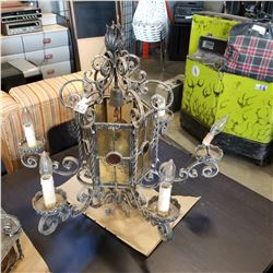 LEADED GLASS METAL CHANDELIER