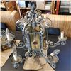 Image 2 : LEADED GLASS METAL CHANDELIER