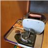 Image 1 : ANTIQUE MANUAL CARD SHUFFLER, CAST IRON 2 HOLE PUNCH, AND ANTIQUE BOOK