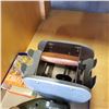 Image 2 : ANTIQUE MANUAL CARD SHUFFLER, CAST IRON 2 HOLE PUNCH, AND ANTIQUE BOOK