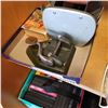 Image 3 : ANTIQUE MANUAL CARD SHUFFLER, CAST IRON 2 HOLE PUNCH, AND ANTIQUE BOOK