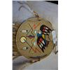 Image 2 : HAND PAINTED THE EAGLE ON LEATHER W/ REAL FEATHERS WALL HANGING SIGNED BY RICHARD MATUSIAK