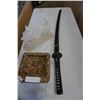 Image 5 : DECORTIVE KATANA BLADE, DRAGON CARVING, AND MARBLE BOWL