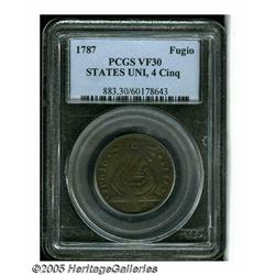 1787 1C Fugio Cent, STATES UNITED, Cinquefoils VF