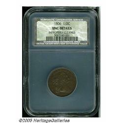 1806 1/2 C Small 6, No Stems, Unc Details, Improp