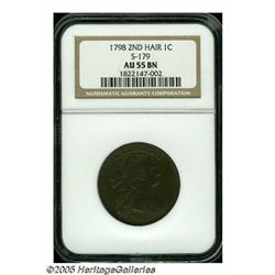 1798 1C Second Hair Style AU55 NGC. S-179, R.3. A