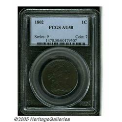 1802 1C AU50 PCGS. S-227, Low R.3. An impressive 