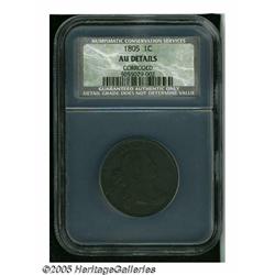 1805 1C AU Details, Corroded, NCS. S-267, R.1. Bl