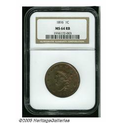 1816 1C MS64 Red and Brown NGC. N-2, R.1. This lu