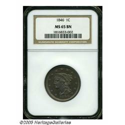 1846 1C Small Date MS65 Brown NGC. N-1, R.1. The 