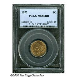 1872 1C MS65 Red and Brown PCGS. A semi-key issue