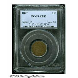 1877 1C XF45 PCGS. A pleasing light to medium bro