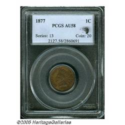 1877 1C AU58 PCGS. Eagle Eye Photo Seal (card inc