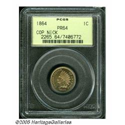 1864 1C Copper-Nickel PR64 PCGS. Peach fields com