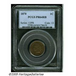 1870 1C PR64 Red and Brown PCGS. Mellowed orange 