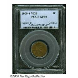 1909-S VDB 1C XF40 PCGS. A chocolate-brown key da