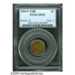 1909-S VDB 1C XF45 PCGS. This key-date Lincoln is
