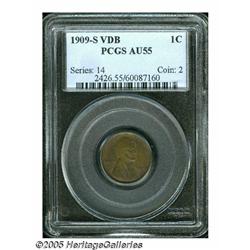 1909-S VDB 1C AU55 PCGS. This gold-tan specimen d