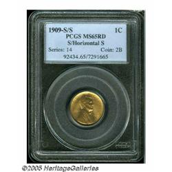 1909-S 1C S Over Horizontal S MS65 Red PCGS. FS-0