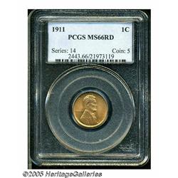 1911 1C MS66 Red PCGS. This radiant apricot-gold 