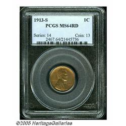 1913-S 1C MS64 Red PCGS. Not fully struck on the 