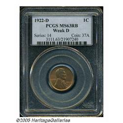 1922-D 1C Weak D MS63 Red and Brown PCGS. The Den