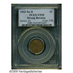 1922 No D 1C Strong Reverse VF35 PCGS. FS-013.2. 
